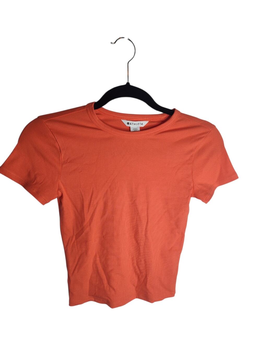 NWT Athleta Signature Rib Crop Tee in orange XXS